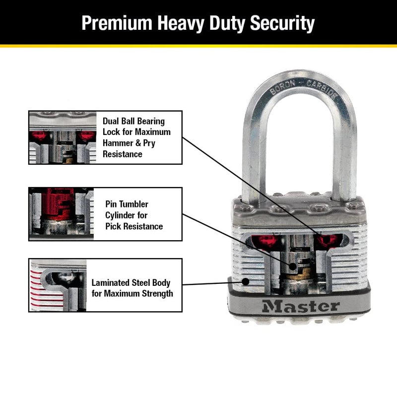 Master Lock M5XTRILF Magnum Heavy Duty Outdoor Padlock with Key, 3 Pack Keyed-Alike Silver - Image 5